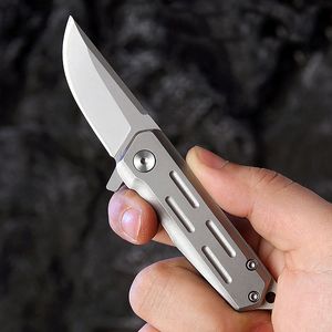 Främjande Liten Flipper Folding Kniv D2 Drop Point Titanium Coated Blade Rostfritt Stål Handtag Kullager EDC Knives A1688