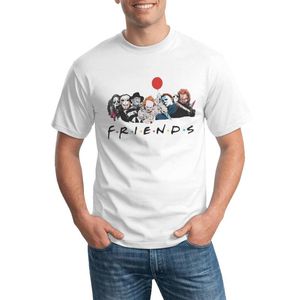 Мужские футболки Man Friends Friends Lorror Movie Creampy Halloween Basic T Roomts Beach 100 Cotton Graphic Fit Fortevestop Teesmen's