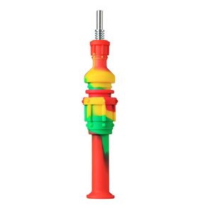 Hookah Colorful Silicone Nector Collector Kit With 10mm 14mm Titanium Nail Mini Glass Pipe Concentrate Dab Straw