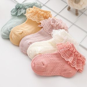 Кружева рюша детские носки весна лето мягкие дышащие новорожденные носки с твердым цветом девочек детские детский носки лодыжки
