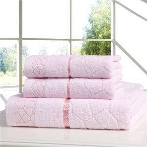 Toalhas de algodão da moda Suit de 2pcs toalhas 1pcs Conjunto de toalhas de banho de boa qualidade macio e confortável 3475cm 70140cm Sky Pink T200915