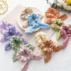 Pequenos scrunchies de cores sólidas de cor de coelho orelhas de meninas bandas de cabelo acessórios de cabelo de borracha elástica de borracha pastoral