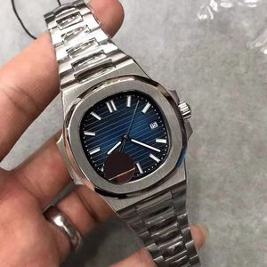 U1 ST9 Top Quality Luxury Men s Watch Nautilus MM Blue Dial Stainless Steel Back Transparent Glass Back Wristwatches