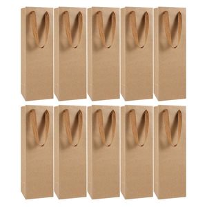 Embrulho de presente 10pcs Champagne Red Packing usando Kraft Paper Design Bag para Shopgift