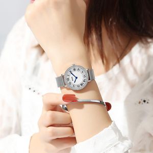 Armbandsur Ladies Watch Full Diamond Dial Armband Set Mesh Strap Quartz Clock Relogio Mujer