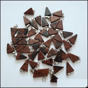 Pendant Necklaces Pendants Jewelry Wholesale 50Pcs Fashion High Quality Natural Mahogany Obsidian Stone Triangle Shape Cha Dhjmp
