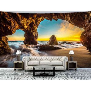 Tapestry Sunset Seaview Carpet Wall Hanging Bohemian Style Hippie Witchcraft Ae