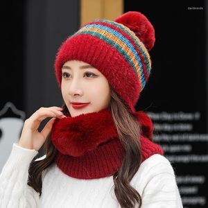 Beanie/Skull Caps 2022 For Women's Knitted Hat Scarf Neck Warmer Winter Hats Men Women Skullies Beanies Warm Fleece Cap Wholesale Davi22