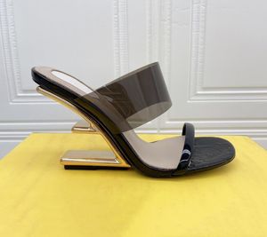 Summer Ladies Sandals Wedge Letter Heel Transparent Strap Formal Casual Bankett Fashion Lightweight Bekväm familjestil