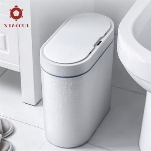 XiaoGui Smart Sensor Trash Can Electronic Automatic Household Bathroom Toilet Waterproof Narrow Seam Cubo Basura 220408