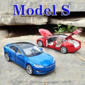 New 1:32 Tesla MODEL S Alloy Car Model Diecasts & Toy Vehicles Toy Cars Kid Toys For Children Gifts Boy Toy LJ200930248V