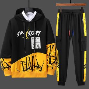 Men's Tracksuits Men 2 Piecs Sweat Suits Patchwork Printing Set Sports Clothing Jump Suit Designer Clothes Outfit SetMen's