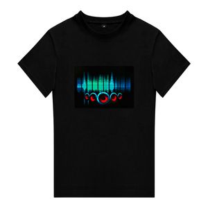 Selling Flashing EL Sound Activated Tshirt Custom Luminous in Dark EL Tshirt Panel for Music Party 220608