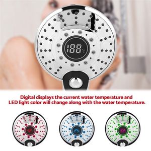 Soffione doccia SPA con controllo della temperatura a LED con 3 colori Spruzzatore portatile per bagno galvanico 3 Soffione doccia modalità di spruzzatura Y200109