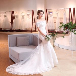 Other Wedding Dresses 2022 Boat Neck Mermaid Dress Vestido De Noiva Elegant Lace Up Off The Shoulder Robe Mariee