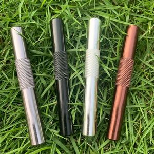 70mm Multipurpose Mini Metal Smoking Pipes 4 Färger Portable Aluminium Pipe Anpassningsbart logotyp Rökrör Tobak Herb Cigaretthållare Hitter Bat ZL0921