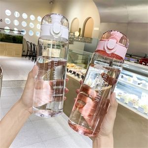 780ml Plastic Water Bottle for Drinking Portable Sport Tea Coffee Cup Kitchen Tools Kids Water Bottle for School Transparent 220531