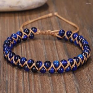 Fios de miçangas de miçangas de bracelete de olho azul de coragem azul natural para mulheres Bracelets de amizade artesanais Mens charme jóia Fawn22