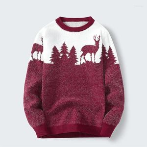 Men's Sweaters Knitted Sweater Pullover Casual Warm Knitwear Long Sleeves Clothing Christmas Elk Male Loose Tops Jersey Begu22