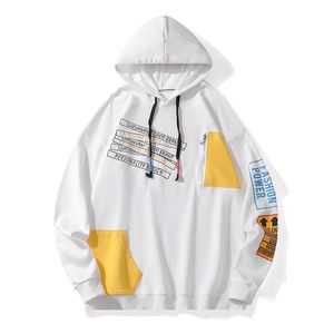 Streetwear Hoodie Mäns Harajuku Hoodies Nya Patchwork Hooded Sweatshirt High Street Fashion Men Anime Hoodies Designer Tops