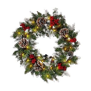 Christmas Decorations Simulation Wreath With LED Lights Xmas Luminous Fairy Garland For Door Wall Window Merry Decoration HomeChristmas
