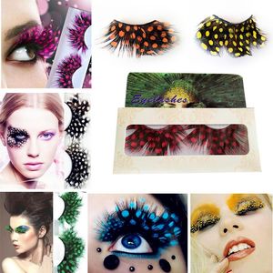 False Eyelashes Pair Feather Dot Extension Makeup Eye Lashes Halloween Xmas Show Masquerade Exaggerated Colorful LashesFalse