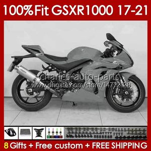 Injektionsmässa för Suzuki K17 GSXR 1000 CC 17 18 19 20 21 Kroppsarbete 146NO.50 GSXR1000 1000CC GSXR-1000 2017 2018 2019 2020 2021 GSX-R1000 17-21 OEM BODYS GLOSSY GRÅ