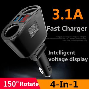 Caricabatteria per auto 3.1A Adattatore USB a 2 porte Caricabatterie rapido da 30 W con display a LED Ricarica per auto per iPhone Xiaomi Huawei MP3 DVR