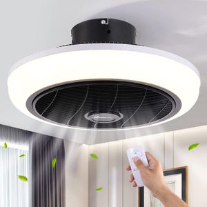 Ventilatore da soffitto con luci Telecomando 18 pollici 3 colori 3 velocità Ventilatori da soffitto chiusi Piccoli ventilatori a gabbia a basso profilo con montaggio a incasso con luce per camera da letto Cucina