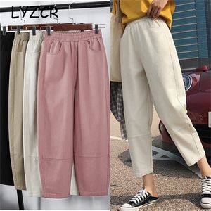 Loose Joggers Cargo Harem Pants Mulheres Plus Size Algodão Mulheres Sarém Namorado Pontas Para Mulheres Lápis Sorto Sorto Grande LJ201103