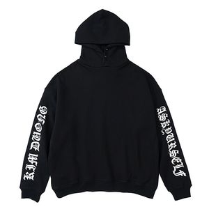 Svarta tröjor överdimensionerade hoodies män kvinnor pullover sidobokstäver tryck hip hop hoode lös långärmad toppkvalitetsdragare high street