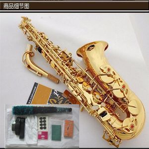 Instrumentos Musicales De Oro al por mayor-Alto Saxophone entero SAS Alto EB Sax Golden Sax Flat Musical Instruments Professional E Cuero Shippi310b