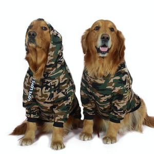 Hundebekleidung, Tarnjacke, Overall für große Kleidung, Sweatshirt, Haustiermantel, groß, mit Kapuze/Kragen, für Hunde