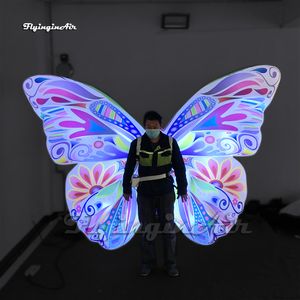 Walking LED Inflatable Butterfly Wing Parade Performance Costume White Lighting Blow Up Butterfly Suit For Carnival Party Show