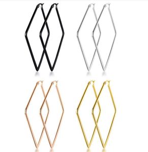 Hoop & Huggie 5Pair Lot In Bulk Stainless Steel Gold / Silver Black Color Large Plain Square Hinged Earrings For Women Girls GifHoop