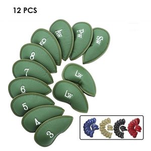 Synthetic Leather Golf Iron Head Covers 12 Pcs/Set High Quality Waterproof Durable Club Protect Headcovers 0704