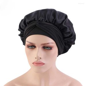 Beanies Satin Bonnet With Wide Stretch Ties Long Hair Care Women Night Sleep Hat Styling Cap Head Wrap Shower Gorras Para Mujer
