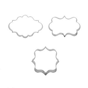 Baking Moulds 3pcs/set European Plaque Frame Square Fancy Oval Stainless Steel Cookie Cutter Set Cake Sugarcraft DecoratingBaking