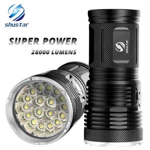 Kraftfull LED -ficklampa med 18 x T6 LED -lamppärlvattentät sökljus bred skala Använd 4x18650 Batteri av belysning J220713