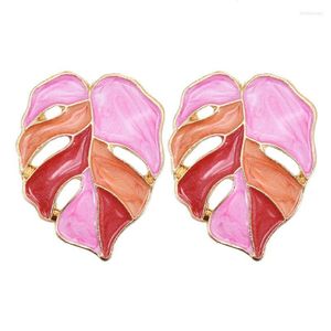 Stud Trendy Colorful Enamel Leaf Earrings For Women Girl Pendientes Bohemian Plant Earring Party Jewelry Year GiftStud Kirs22