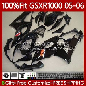 鈴木光沢のあるOEM Bodys Kit Black GSX-R1000 GSXR 1000 CC K5 05-06 Bodywork 122no.6 1000cc GSXR-1000 GSXR1000 05 06 GSX R1000 2005 2006射出成形モトフェアリング