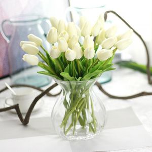 Decorative Flowers & Wreaths 1pc Small Artificial Tulip Bridal Holding Bouquet Real Touch PU Fake Flower For Home Office Decoration Table Ar