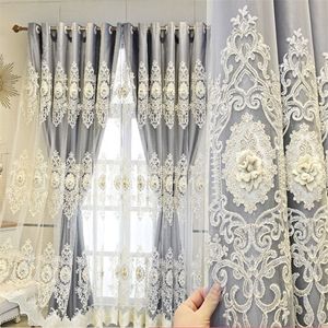European and American Style High-grade Embossed Design Double Blackout Curtain For Living Room Bedroom Villa window screens Decor #4 220511