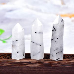 Crystal Black Tourmaline Quartz Point Cura de pedra hexagonal Prisma de 50 a 80 mm