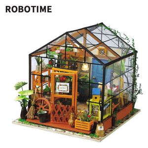 Robotime Miniatyr Dollhouse DIY Dollhouse med docka husmöbler, ljusgåva för barn Vuxna Kathys blommahus AA220325