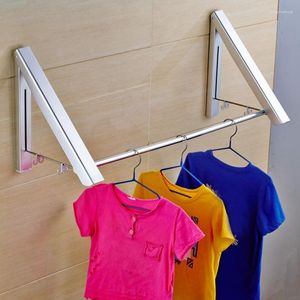 Folding Clothes Hanger Foldable Multifunction Wall Mounted Rail Drying Rack Laundry Storage Organization