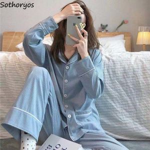 Pajama ustawia kobiety w patchworku w salonie Słodka luźna swobodna moda Ulzzang Echo