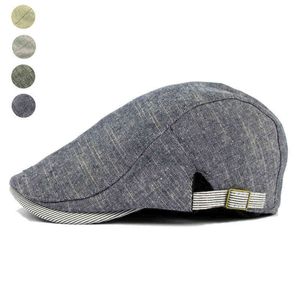 Einstellbare Baskenmütze Kappen Frühling Sommer Im Freien Sonne Atmungsaktive Knochen Rand Hüte Damen Herren Fishbone Solide Flache Berets Kappe Hut J220722