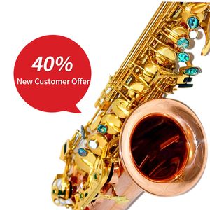 Wysokiej klasy e-strojenia profesjonalny saksofon saksofon europejski rzemieślniczy fosfor Brązowy złoty korpus rurki dwukolorowy instrument SAX