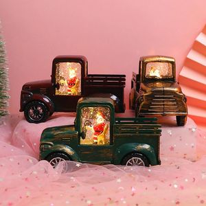 Strings Christmas Santa Claus auto truck lamp decoratie lantaarn kleine olie tractor met kerstboom ornament